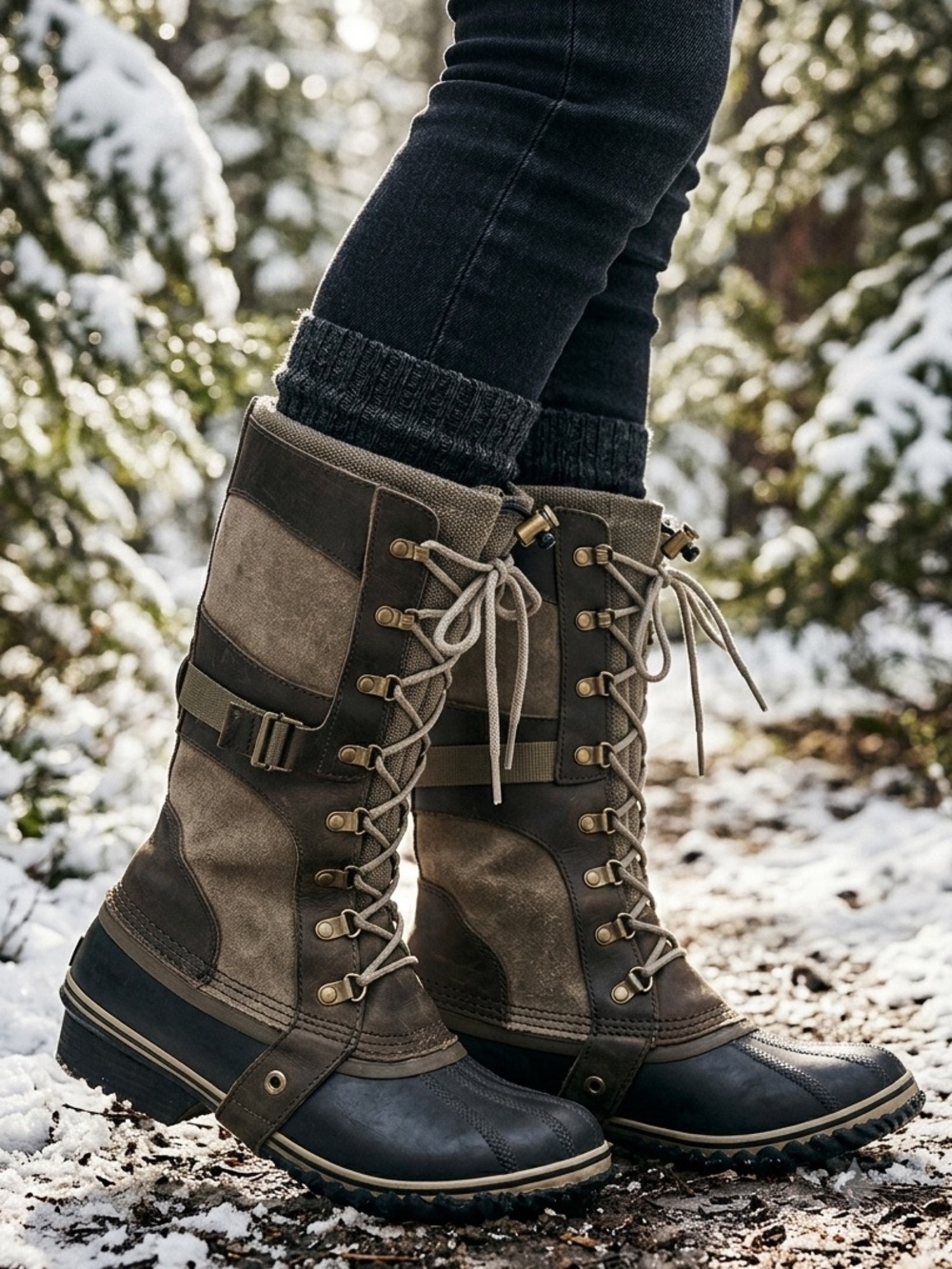 Sorel Conquest Carly Tall Lace Up Leather Suede Rugged Duck Boot Size 7